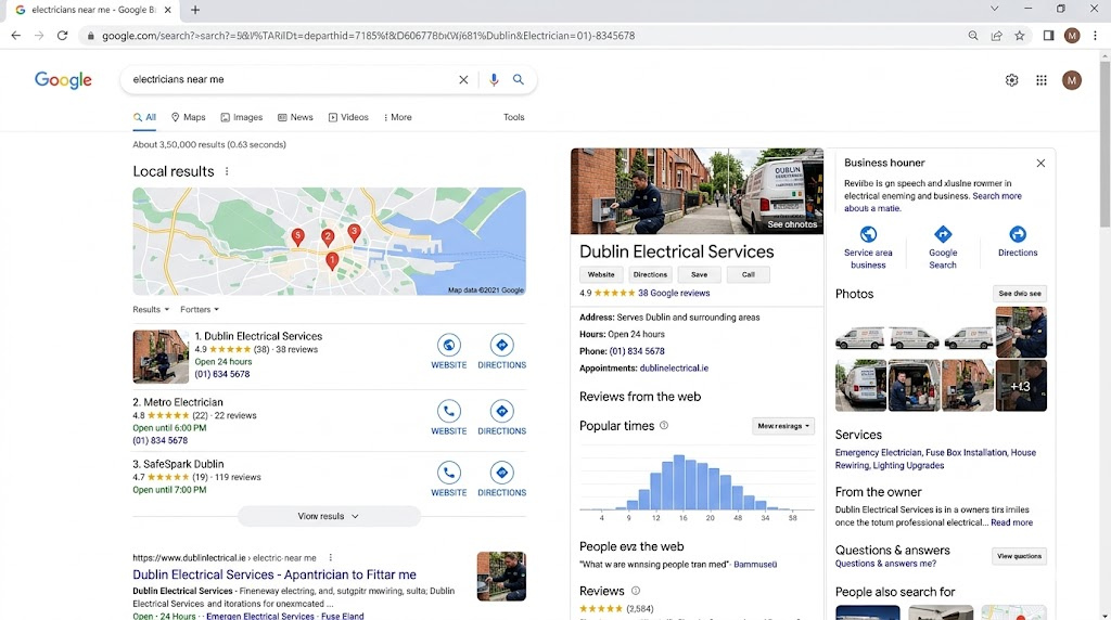 google business profile for electricians - hello digital dublin