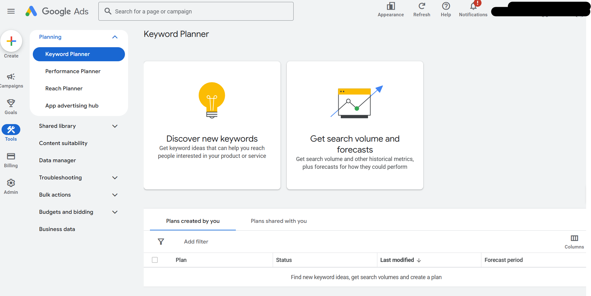 google keyword planner