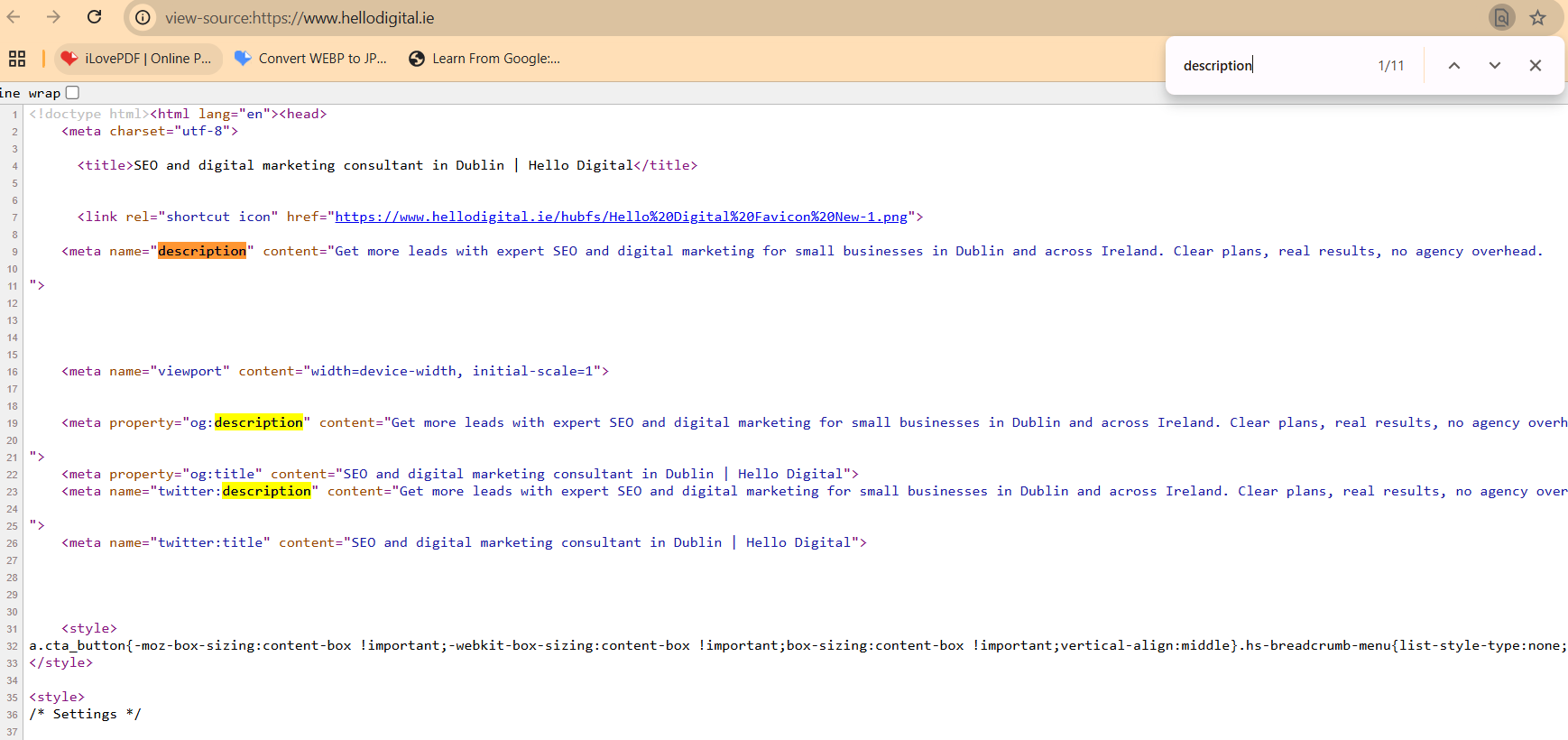 meta description source code
