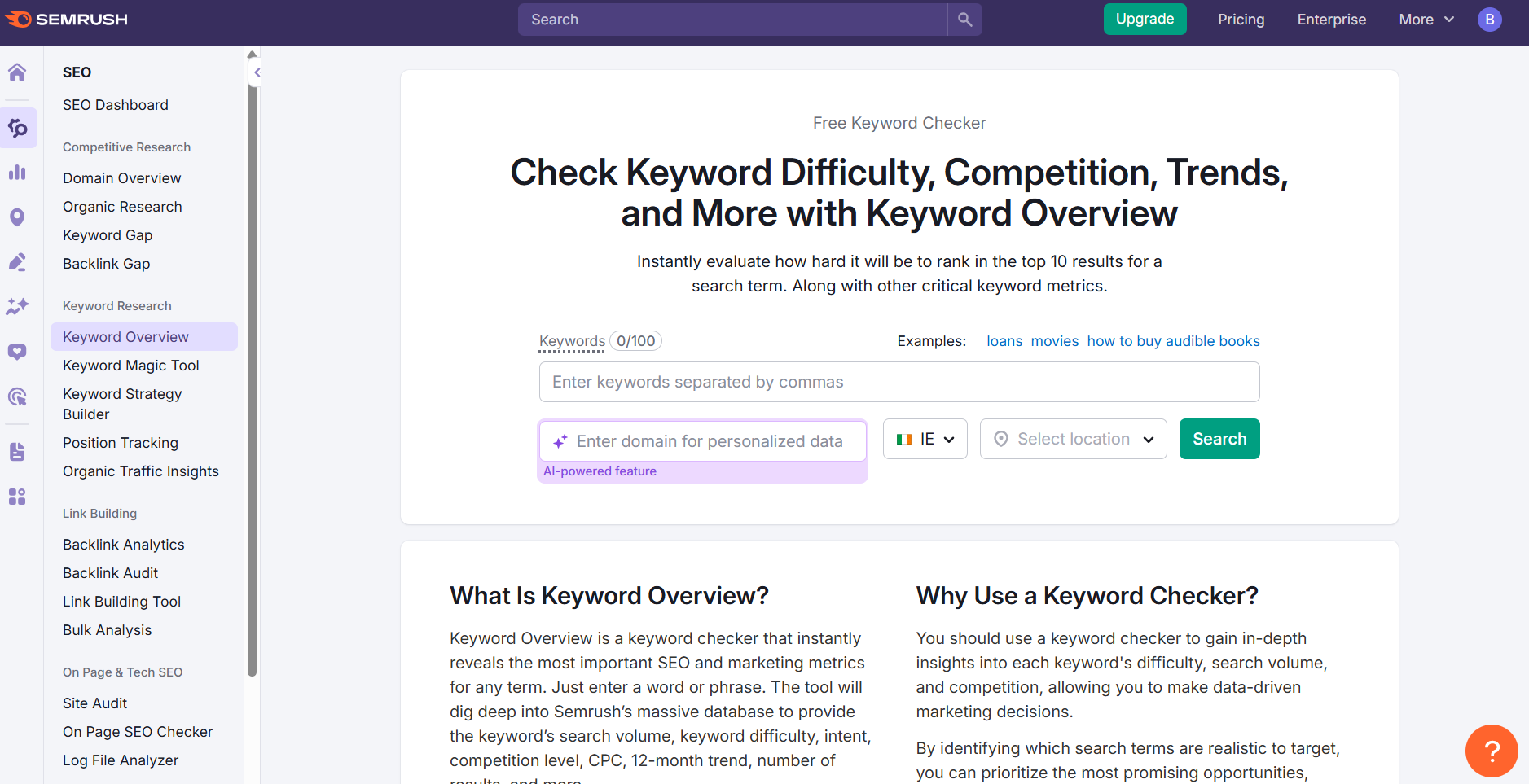 semrush keyword research